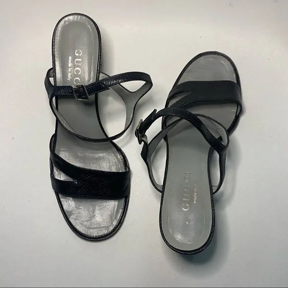 Gucci Black Block Heel Ankle Strap Sandal - Picture 14 of 16